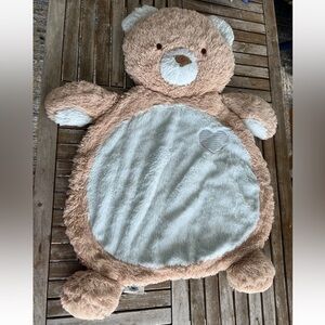 Mary Meyer Teddy Bear Heart Baby Mat 32” Play Brown Blue Plush Soft